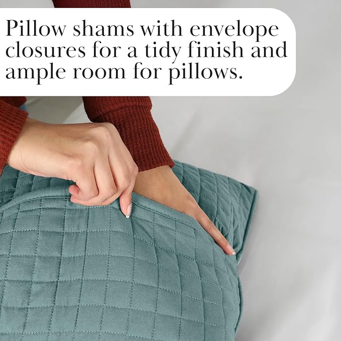 Southshore Fine Living, Inc. Quilts, Queen Size/Full Quilt Bedding Set, Stain & Pet Hair Resistant Bedding, Coverlet Full/Queen Size Bedspread, Soft Microfiber with 2 Pillow Shams, Steel Blue (Teal)