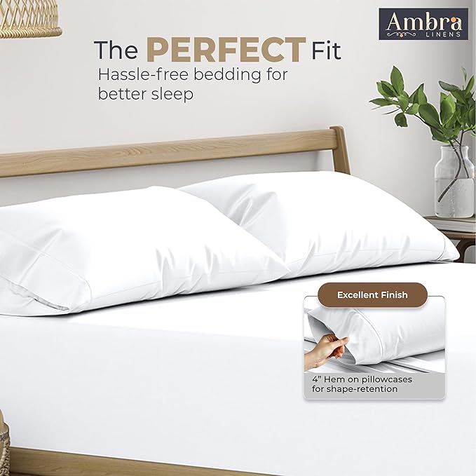 Ultra Soft Pillow Protectors 400TC Set of 2 Breathable Pillow Covers 100% Protection Against Stains, Dust & Dirt - Machine Washable