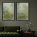 SIGNFORD Framed Canvas Print Wall Art Set Soft Green Abstract Contemporary Neutral Landscape Illustration Modern Art Decorative Nordic Nature for Living Room, Bedroom, Office - 16"x24"x2 Black