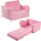 Kids Chairs for Toddler, 2-in-1 Toddler Soft Sherpa Couch Fold Out, Convertible Sofa to Lounger for Girls and Boys, Pink