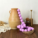 OMISHE 60" Long Large Wood Bead Garland with 1.6" Diameter Wooden Beads and Tassels, Rustic Farmhouse Country Wood Beads Garland for Home Tiered Tray Decor, Decorative Beads with Tassels Purple