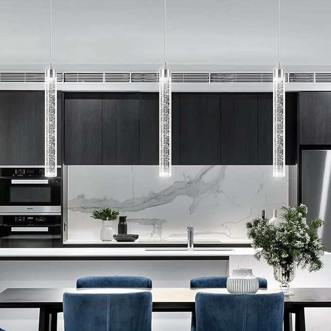 1-Light Modern Crystal Pendant Lighting LED Dimmable Pendant Light Kitchen Island Dining Room