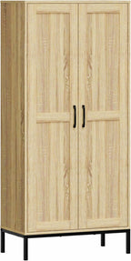 Tall Storage Cabinet, Kitchen Pantry Cabinet with 2 Doors & Adjustable Shelves for Laundry Room, Living Room, Entryway,Bathroom,Natural