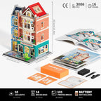 Toy-Store Lighting Building-Bricks Set – City Town Modular Townhouse Toy Shop Dollhouse LED Light Display Model 3086 Pcs Construction Kit for Adults and Teens