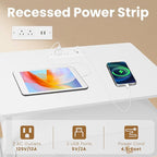 27 Inch Wide Night Stand with Charging Station, Wood Nightstand with Open Shelf, Large Drawer Bedside Table for Living Room/Bedroom/Office (White)