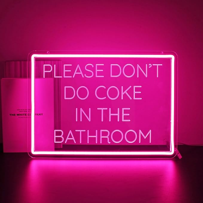 Neon Sign, Please Don't Do Coke in The Bathroom Neon Signs for Wall Decor Neon Pink LED Signs 3D Engrave Neon Light Up Signs Home Decor for Bathroom Business Club Party Bars Shop USB Operated