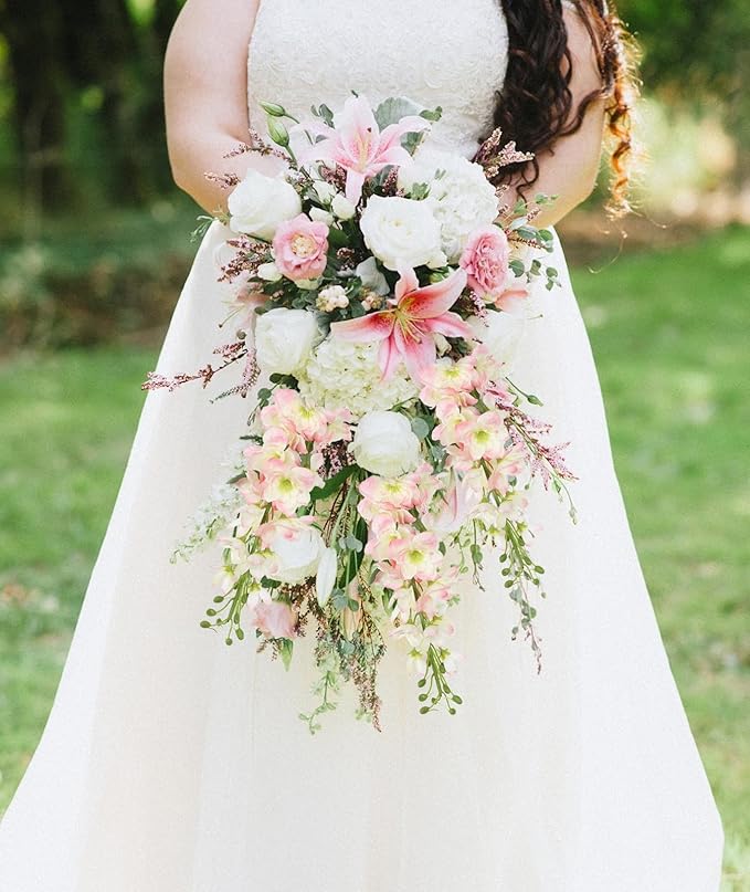 8PCS Pink Artificial Delphinium Flowers with Clematis Greenery Long Stem Artificial Flowers for Tall Vase for Home Wedding Floral Arrangement Centerpiece Table Decor (Flesh Pink)