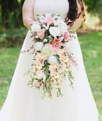 8PCS Pink Artificial Delphinium Flowers with Clematis Greenery Long Stem Artificial Flowers for Tall Vase for Home Wedding Floral Arrangement Centerpiece Table Decor (Flesh Pink)