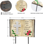 Outdoor Solar Bible Cross Garden Stakes Lights, Waterproof Memorial Grave Decorations Gifts for Cemetery Outdoors Lawn Yard Home Patio Decor