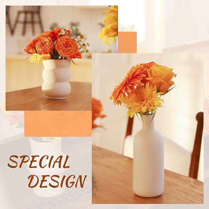 White Ceramic Vase Set of 9, Boho Ceramic Vase in Bulk, Small Vases Set for Home Decor, Modern Minimalist Farmhouse White Bud Vases for Shelf Decor, Table, Bookshelf