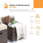 Patiorama 2 Piece Outdoor Patio Ottomans, All-Weather Brown PE Rattan Wicker Ottoman with Storage, Outdoor Footrest Footstool Seat w/Thick Cushion, Built-in Handle for Backyard Poolside Porch (Beige)