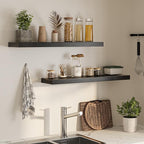 Floating Shelves for Wall, 40" W x 8" D x 1.5" H, Wooden Wall Mounted Display Shelves with Invisible Brackets for Living Room, Bedroom, Bathroom, Kitchen Decor and Storage, Set of 2, Black