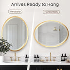 OVALCREST - Oval Wooden Beveled Wall Mirror for Home Decor, Bathroom, Vanity, Bedroom, Living Room, Hallway - London Style (Gold Leaf) 25.1 x 37.1
