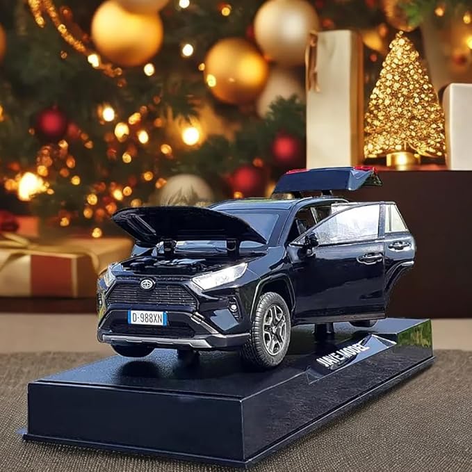 Model Car Compatible 1/32 RAV4 Toy Car Alloy Diecast Collectible Model with Light and Sound Toy Vehicle for Boys Kids Toddler Gift Black car
