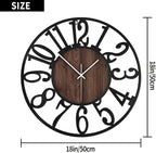 LEIKE Large Wall Clocks,Silent,Non Ticking,Battery Operated Big Retro Round Modern Wood Wall Clock for Living Room, Bedroom,Dinning Room,Farmhouse,Office,Home Decor-20 Inch(Black-Arabic Number)