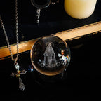 3D The Blessed Virgin Mary Crystal Ball Laser Etched Our Lady of Guadalupe Glass Sphere Statue Mother Mary Christian Catholic Religious Easter Gifts