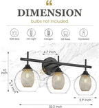 Bathroom Light Fixtures, 3-Light Black and Gold Vanity Lights Over Mirror, Farmhouse Wall Sconce Lighting with Clear Glass and Honeycomb Metal Shade, AD-22001-3W-BK