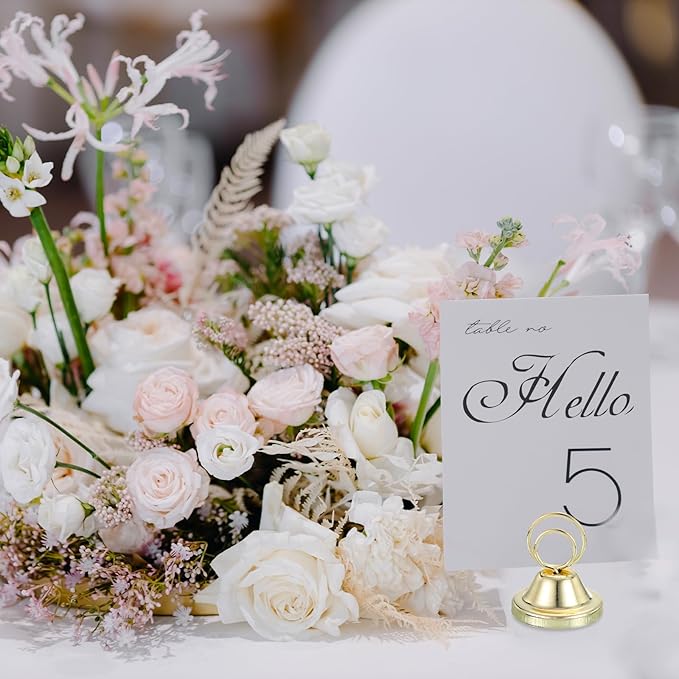 PATIKIL 12 Pack 1.57 Inch Table Number Holders, Weighted Base Place Card Holders Picture Stand Photo Sign Clips for Wedding Reception Restaurants, Black