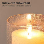 ELIXIR GLASSWARE Glass Candle Holder - Large Hand Blown Bubble Hurricane Pillar Candle Holders - Perfect for Centerpiece or Vase - Clear Hurricanes for Tall Candles - Set of 3