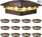 VOLISUN Solar Post Cap Light Outdoor 16pack,Solar Deck Fence - Post Lights Waterproof for 4x4 Wooden/4x4 Vinyl, with Warm White/Cool White for Garden/Patio/Porch
