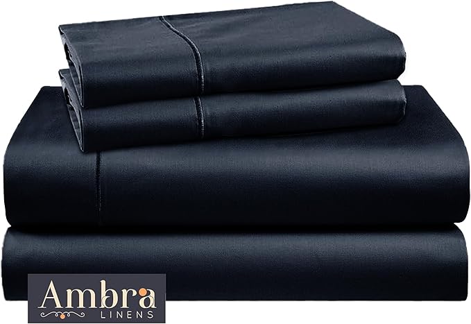 Tencel Sheets 4 Piece for Full Size Bed - 100% Eucalyptus Lyocell Full Sheets Set - Soft, Cooling & Breathable for Hot Sleepers - 16” Deep Pockets Hotel Quality Bedding Set - Black