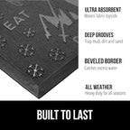 GORILLA GRIP 100% Waterproof All-Season WeatherMax Doormat, US Designed Natural Rubber, Stain and Fade Resistant, Low Profile Indoor Outdoor Door Mats, Easy Clean Patio Mat, 17x29, Graphite Skiing