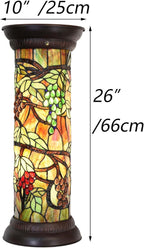 Bieye L10769 Grape Vine Tiffany Style Stained Glass Pedestal Floor Lamp for Decorating, 26 inches Tall