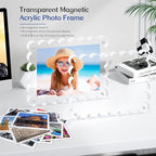 Magnetic Photo Frame 6×8Inch - 2Pack Acrylic Scalloped Glass Frames, 12+12mm Thick Double-Sided Design.Clear Picture Frame with Thick Block | Trendy Home Gift Set (2 Pack, 6×8)