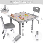 Toddler Table and Chair Set, Height Adjustable-Upgrade Kids Table and 2 Chairs for Ages 3-8, Multi-Activity Toddler Play Table with Graffiti Desktop for Home/Daycare/Classroom