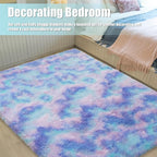 9x12 Fluffy Area Rugs for Living Room,Large Fuzzy Shag Area Rug for Bedroom,Soft Non-Shedding Indoor Plush Carpet for Kids Bedroom Nursery Home Decor,Rainbow Purple