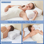 H HOKIZU Cervical Neck Pillow for Pain Relief, Ergonomic Contour Memory Foam Pillow for Side,Back,Stomach Sleepers, Orthopedic Pillow for Neck Pain Relief (White, 24"x14"x5")