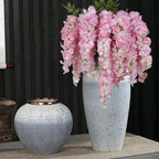 4PCS Pink Artificial Wisteria Hanging Flowers 40'' Tall Lush Fake Wisteria Flowers for Floor Vases Silk Flowers for Wedding Arch Ceremony Window Box Home Garden Backdrop Decoration (Pink)