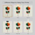 SIGNWIN Adhesive Canvas Poster Mid-Century Modern Retro Botanical Flower Garden Abstract Geometric Digital Art Modern Art Decorative Zen Multicolor Minimalism for Bedroom - 8"x10"x 4