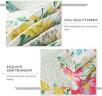 Travan Floral Quilt Queen Quilt Set, Ultra Soft Reversible Microfiber Queen Quilt Bedding Set with 1 Quilt Set and 2 Shams Yellow Flower Coverlet Set for All Season, Coreopsis-Yellow, King