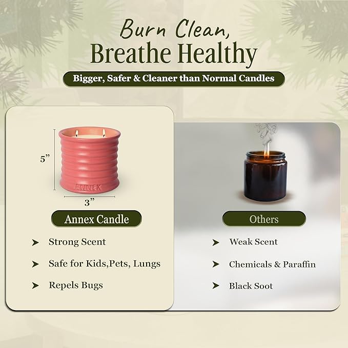 Scented Luxury Candles in Handmade Ceramic Jars, Soy Wax | Canal Rose – Rose Bud & Oud Scented, Large Candle | Non Toxic, 2 Wicks, Reusable Big Pink Jar | Natural Spring Aromatherapy for Women & Men