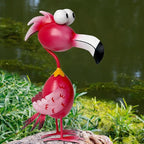 Kircust Flamingo Decor Yard Decorations Outdoor Garden Statue Outside Metal Bird Courtyard Art Pink Flamingos for Patio Backyard Porch Decoration