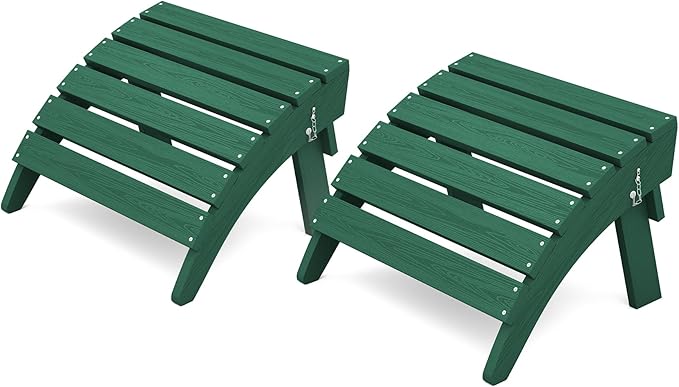 KINGYES Folding Adirondack Ottomans Set of 2 for Adirondack Chair, Green