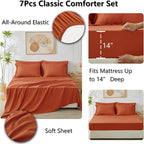 CozyLux Queen Comforter Set Burnt Orange - Bed in a Bag Queen Size 7 Pieces, Luxury Soft Bed Set for All Seasons, Bedding Set with Down Alternative Comforter, Sheets, Pillowcases & Shams, Terracotta