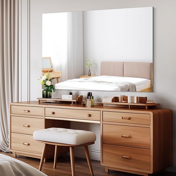 Frameless Rectangle Mirror, 36x48 Inch Large Bathroom Mirrors for Wall Over Sink, Upgraded Shatterproof Vanity Mirror with Polished Edge for Bathroom,Bedroom,Living Room and Entryway