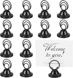 PATIKIL 12 Pack 1.57 Inch Table Number Holders, Weighted Base Place Card Holders Picture Stand Photo Sign Clips for Wedding Reception Restaurants, Black