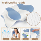 2024 Ergonomic Memory Foam Cervical Pillow-Neck and Shoulder Support, Hollow Design for Neck Pain Relief and Orthopedic Comfort,Adjustable for Side,Back,Stomach Sleepers, Queen Size with a Pillowcase