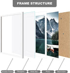 12x16 Picture Frame Set of 3 - Display 11x14 Photo with Mat or 12 x 16 Poster without Mat, Wall Mounting Horizontal and Vertical, White