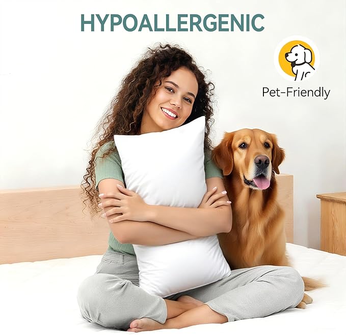 Set of 2 Throw Pillow Inserts, 12x24 Premium Lumbar Pillow Form, Down Alternative Pillow, Hypoallergenic,Virgin Microfiber Stuffer Sham Rectangle Pillow for Sofa Bed Couch