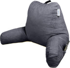 ComfortSpa Reading Pillow for Bed Adult Size, Back Rest Pillow with Arms, Pockets and Washable Cover; Use as a Back Pillow for Bed Sitting Up for Bedrest or Relief from GERD Heartburn (Large Grey)