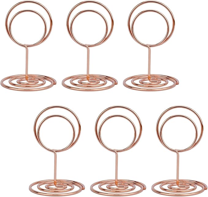 20Pcs Table Number Holders, Place Card Holder, Mini Table Card Holders, Cute Picture Holder Photo Holders for Wedding Reception Party, Table Centerpieces (Rose Gold)