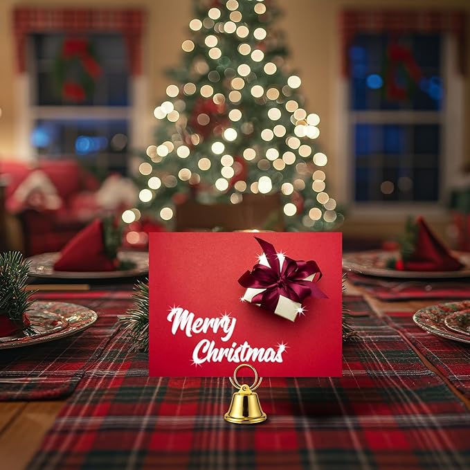 24 Pcs Table Number Holders Place Card Holders for Table 2 Inch Ring Clip Bell Number Holder Metal Picture Holder for Wedding Christmas Restaurant Home Photo Office Memo(Gold,Ring)