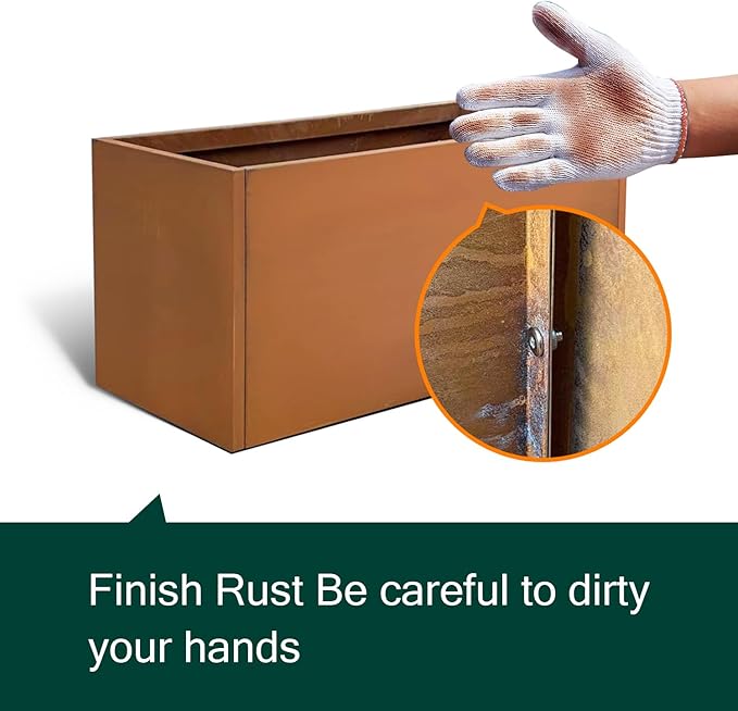 Corten Steel Planter Box Rectangular Planters Large Outdoor Planter Metal Planter Box for Tall Plant Trough Rustic Patina for Garden Yard Commercial Residential Farm 16 in x 31.5 in x 16 in