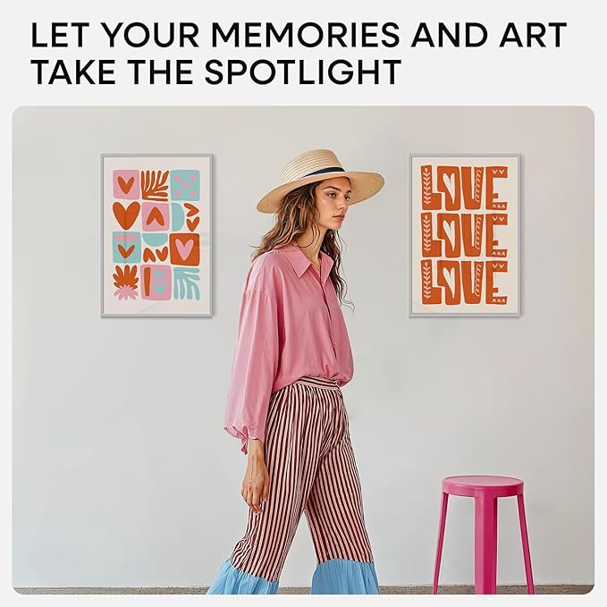 Homeforia 13 x 19 Frame Silver, High End Metal 13 x 19 Picture Frames with Mat 11 by 17 Photo, 13x19 Silver Poster Frame Matted to 11x17 Print, 19x13 Hanging Frames, Tempered Glass, Wall Kit, Set of 1