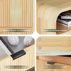 FURSUN 24" Fluted Nightstand Set of 2 with Charging Station, Wooden End Table with 2 Drawers Storage, Curved Profile Design, Modern Bedside Cabinet for Bedroom Living Room, Natural Oak