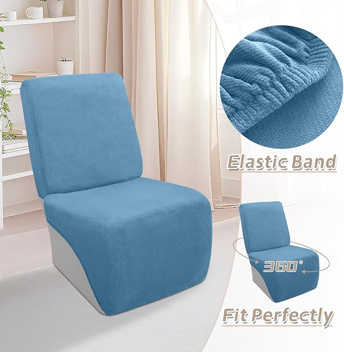 Arfntevss Sectional Recliner Couch Covers Velvet Corner Sectional Sofa Cover for Reclining Couch Stretch Soft L Shape Recliner Slipcover Washable Additional Seat Protector (1 Seat Cover, Light Blue)